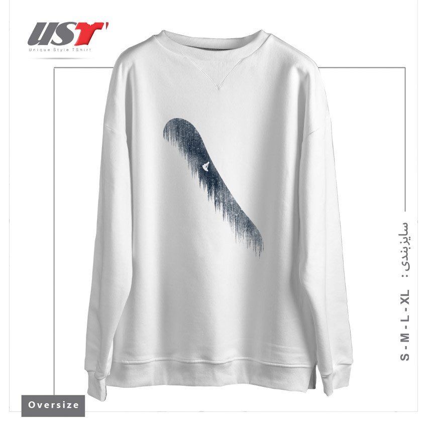 طرح SNOWBOARD ART47 سوییشرت اورسایزرنگ سفید