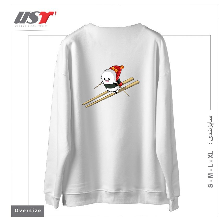 طرح SUSHI SKI سوییشرت اورسایزرنگ سفید