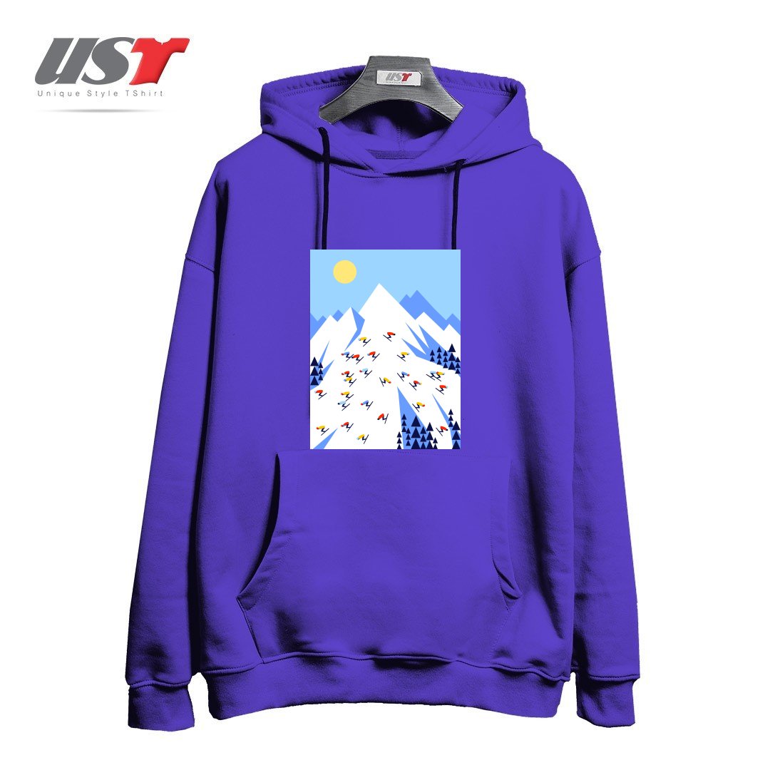 طرح THE MOUNTAINS. PERFECT DAY! هودی اورسایزرنگ بنفش