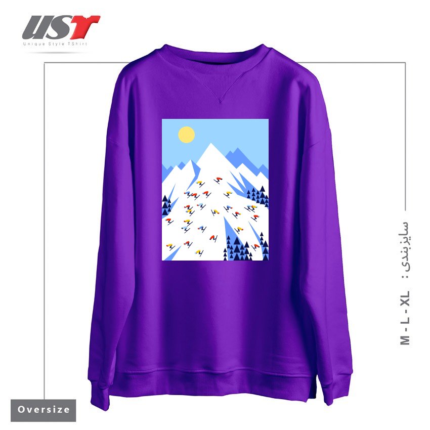 طرح THE MOUNTAINS. PERFECT DAY! سوییشرت اورسایزرنگ بنفش
