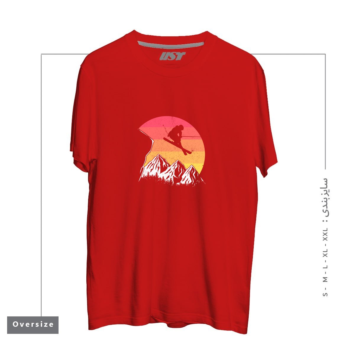 طرح VINTAGE ALPINE SKIING تیشرت اورسایزرنگ قرمز