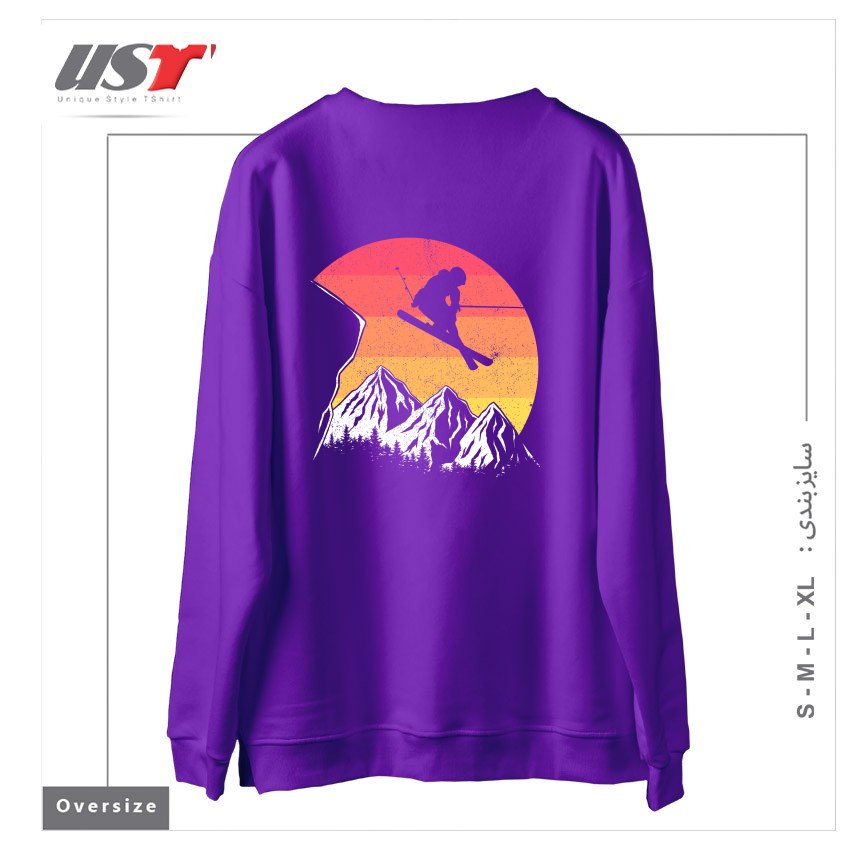 طرح VINTAGE ALPINE SKIING سوییشرت اورسایزرنگ بنفش