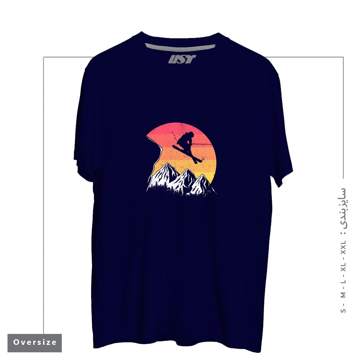 طرح VINTAGE ALPINE SKIING تیشرت اورسایزرنگ سرمه ای