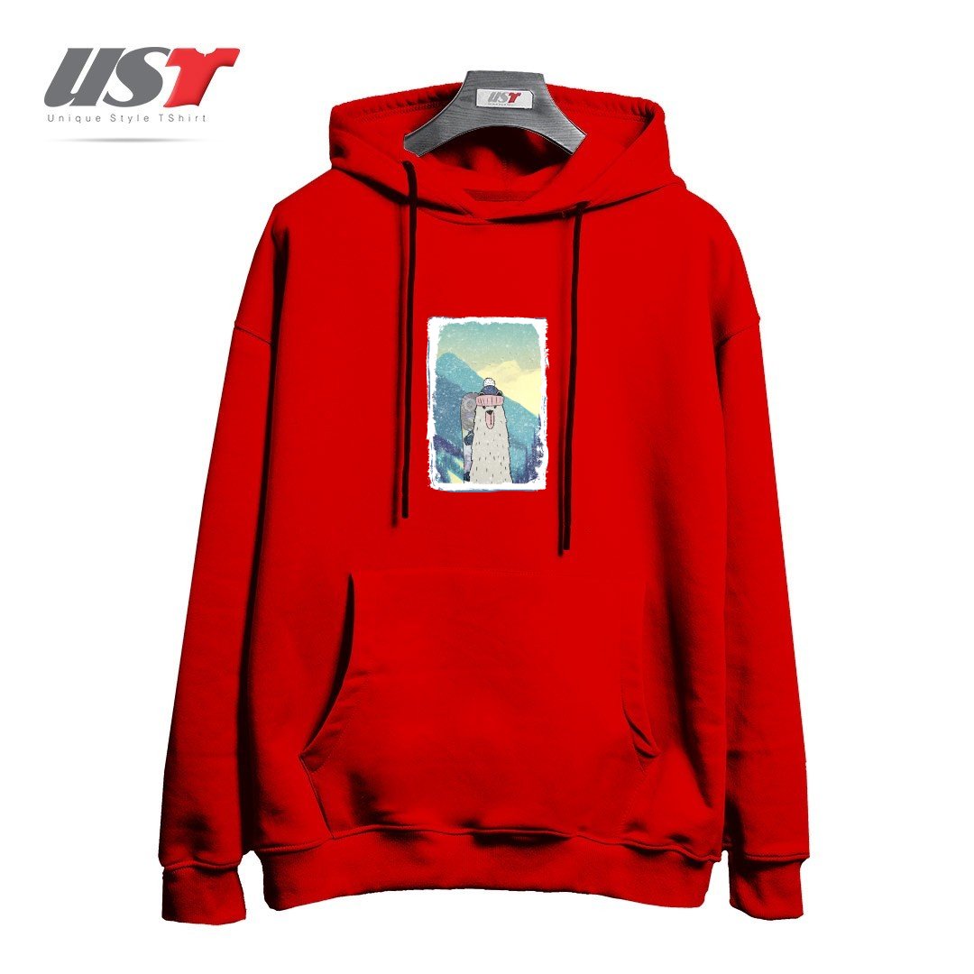 طرح WINTER GAMES AND CRAZY BEARS4 هودی اورسایزرنگ قرمز