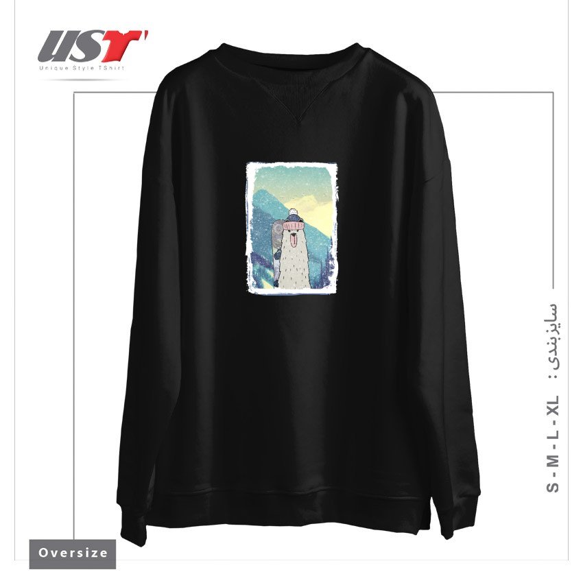 طرح WINTER GAMES AND CRAZY BEARS4 سوییشرت اورسایزرنگ مشکی