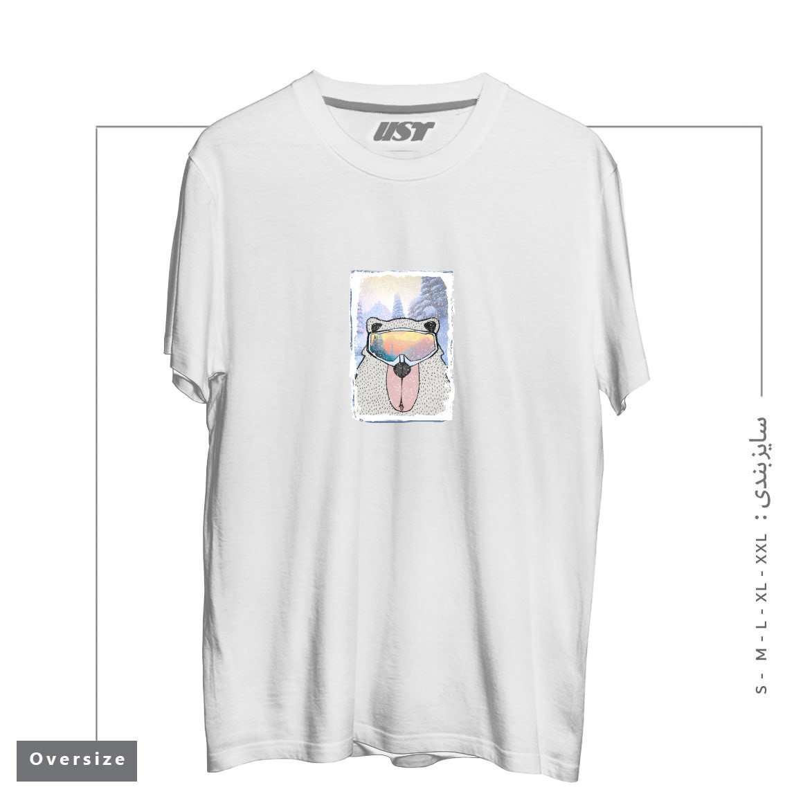 طرح WINTER GAMES AND CRAZY BEARS7 تیشرت اورسایزرنگ سفید