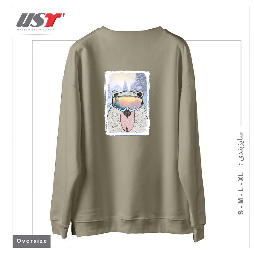 طرح WINTER GAMES AND CRAZY BEARS7 سوییشرت اورسایزرنگ نخودی