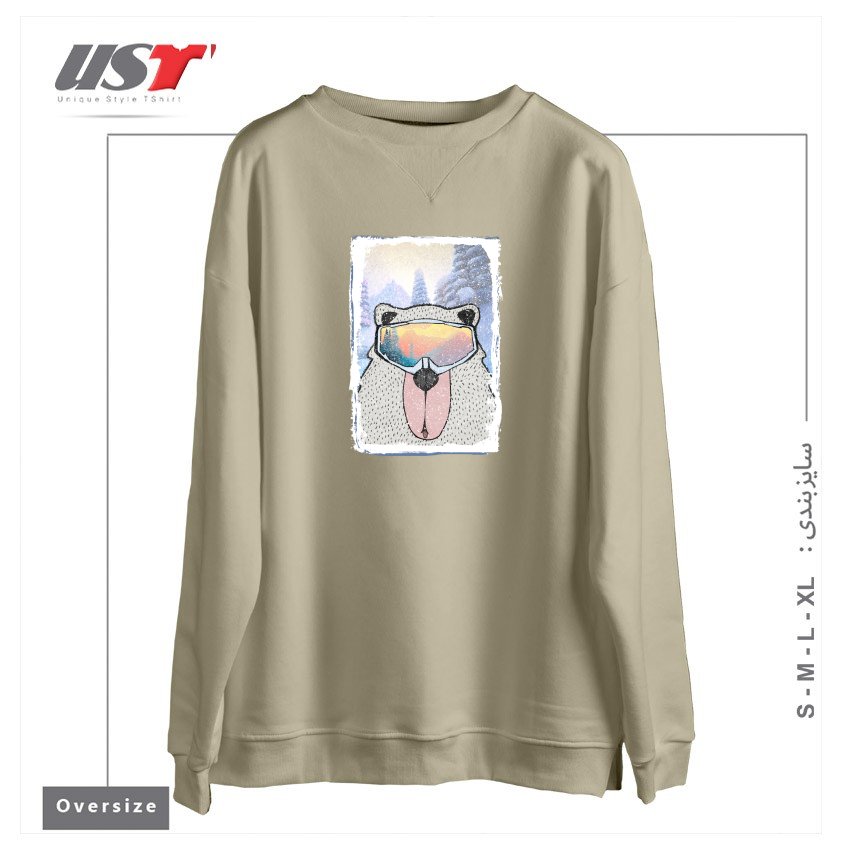 طرح WINTER GAMES AND CRAZY BEARS7 سوییشرت اورسایزرنگ نخودی