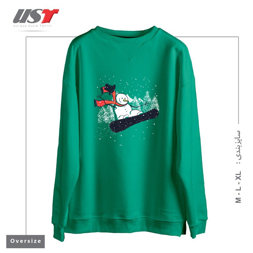 طرح WINTER'S COMING سوییشرت اورسایزرنگ سبز سدری