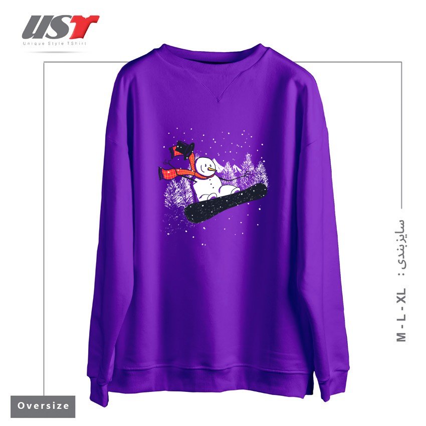 طرح WINTER'S COMING سوییشرت اورسایزرنگ بنفش