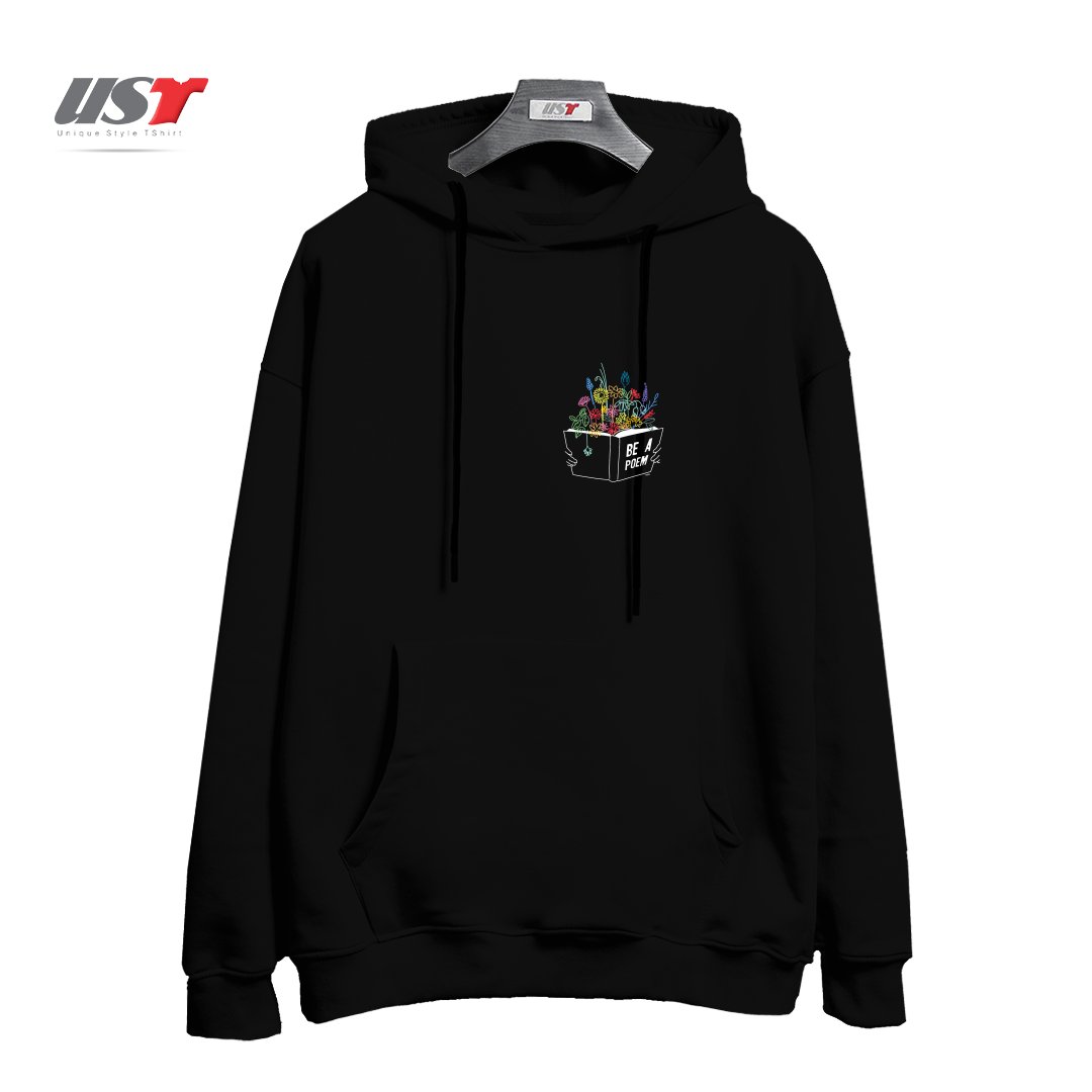 طرح BE A POEM هودی اورسایزرنگ مشکی