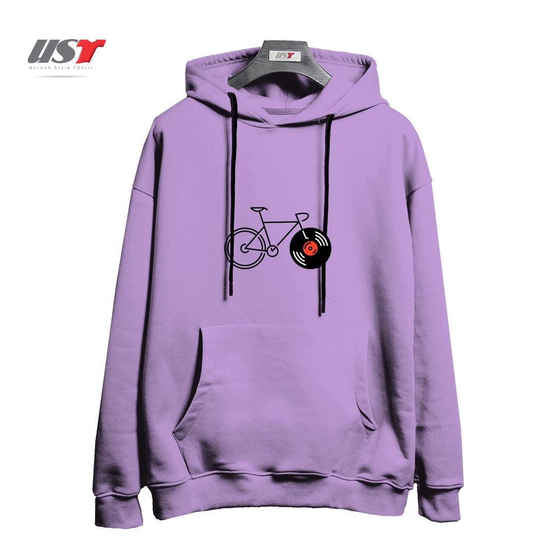 طرح BICYCLE VINYL RECORD هودی اورسایزرنگ یاسی