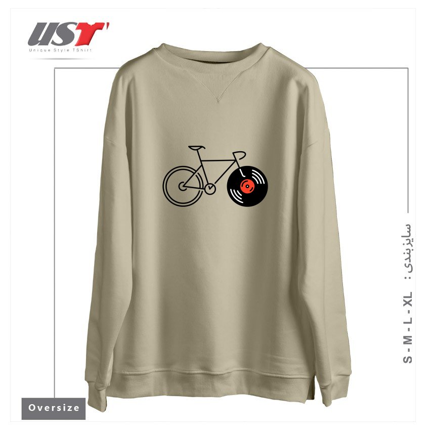 سوییشرت اورسایز طرح BICYCLE VINYL RECORD