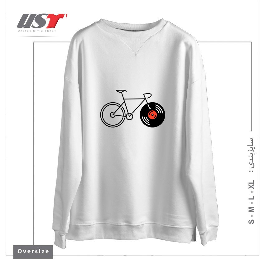 سوییشرت اورسایز طرح BICYCLE VINYL RECORD
