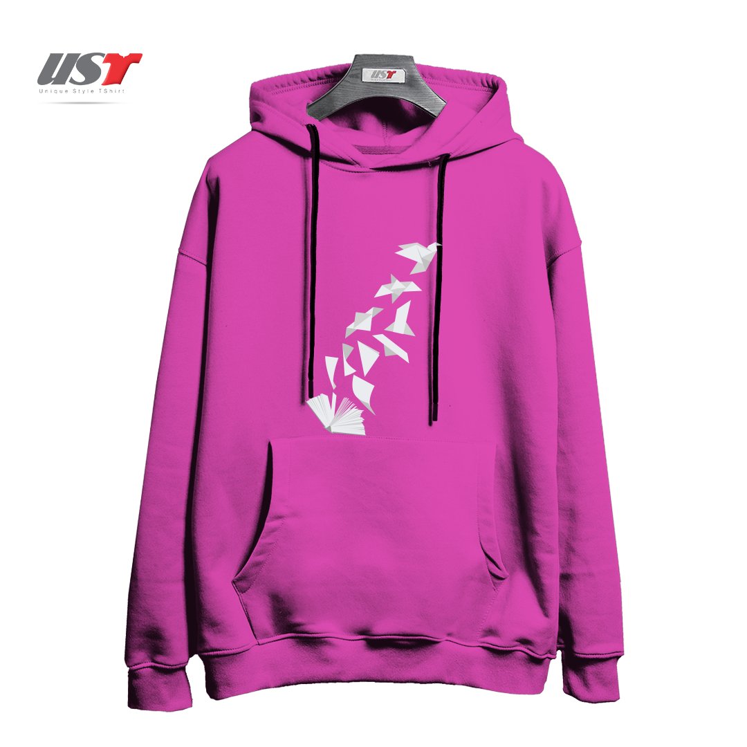 هودی اورسایز طرح BOOK TO BIRD