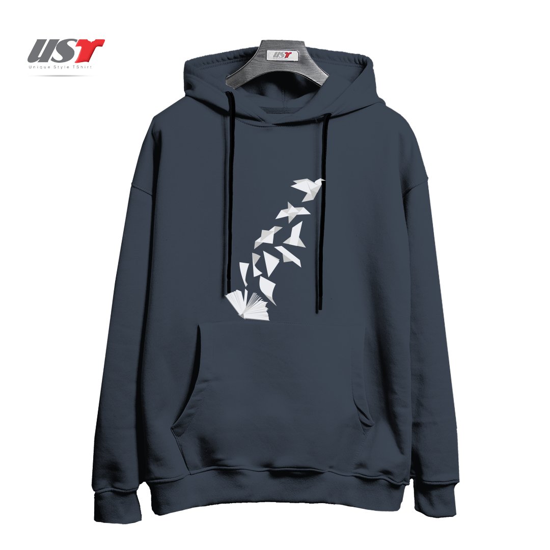 طرح BOOK TO BIRD هودی اورسایزرنگ دودی