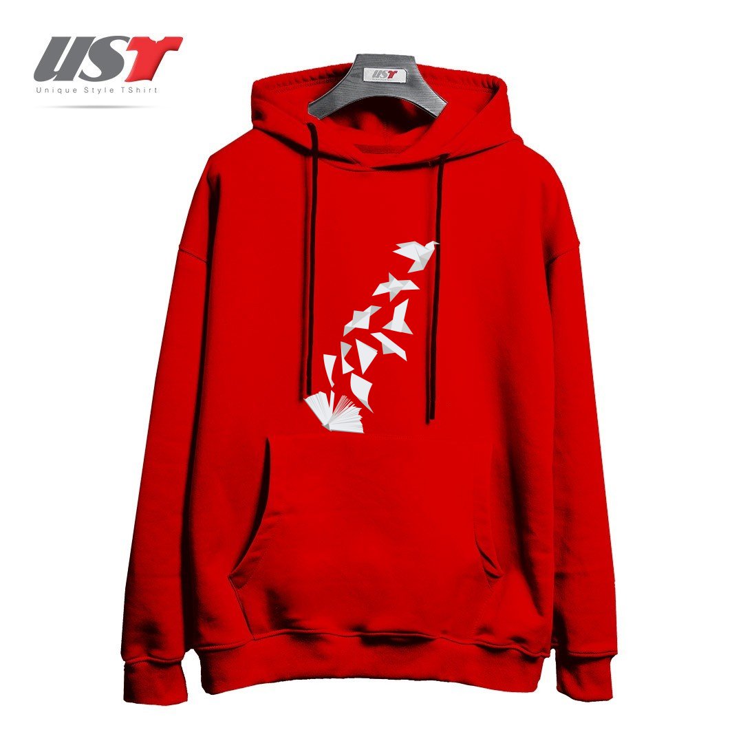 هودی اورسایز طرح BOOK TO BIRD