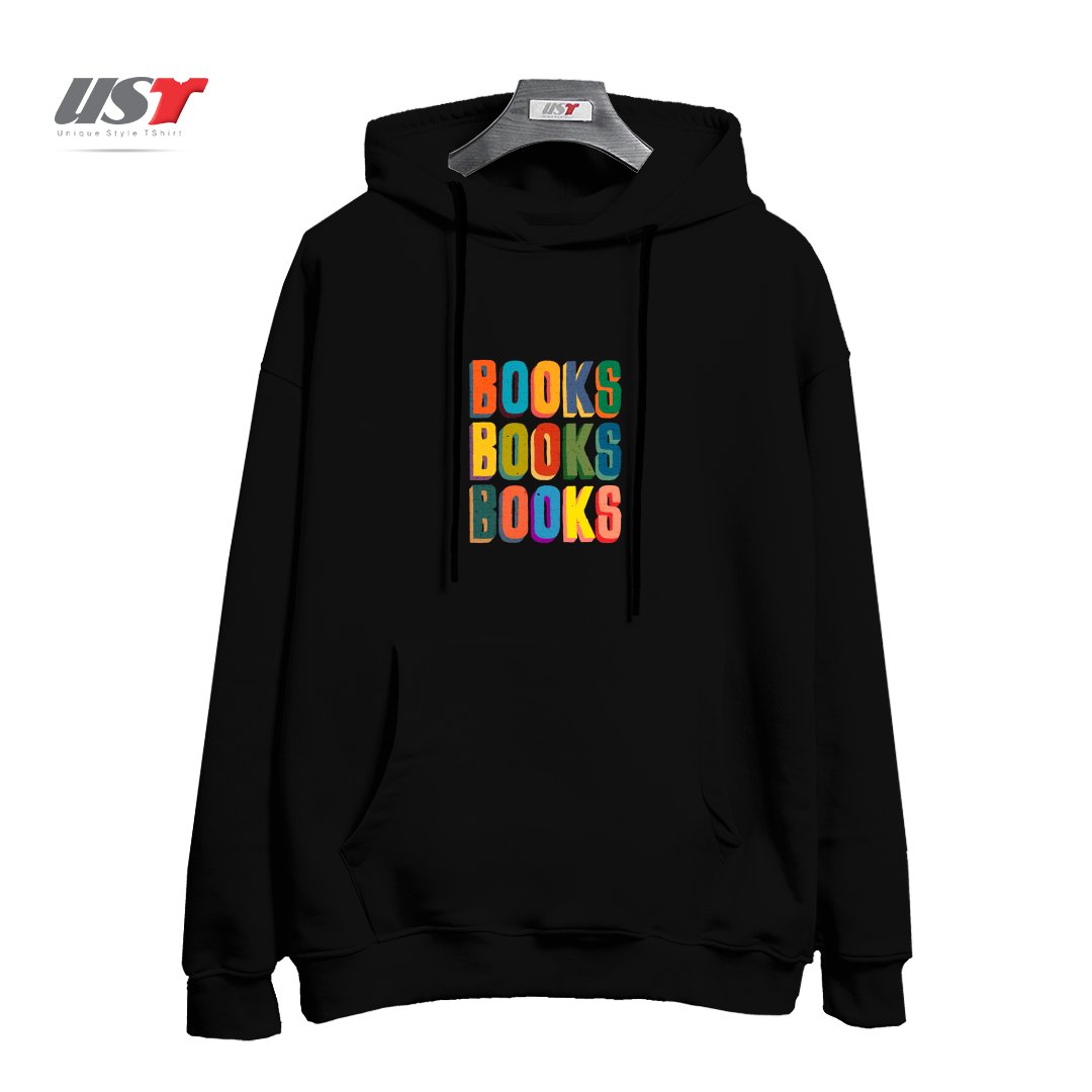 هودی اورسایز طرح BOOKS BOOKS BOOKS