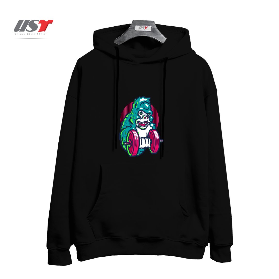 طرح GORILLA GYM هودی اورسایزرنگ مشکی