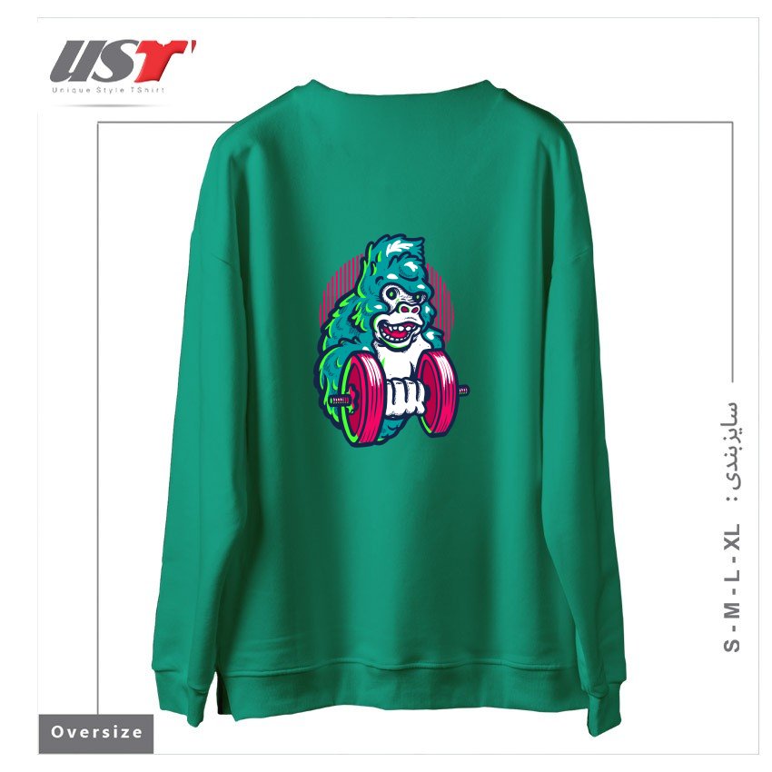 طرح GORILLA GYM سوییشرت اورسایزرنگ سبز سدری