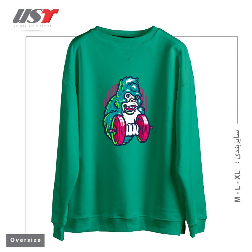 طرح GORILLA GYM سوییشرت اورسایزرنگ سبز سدری