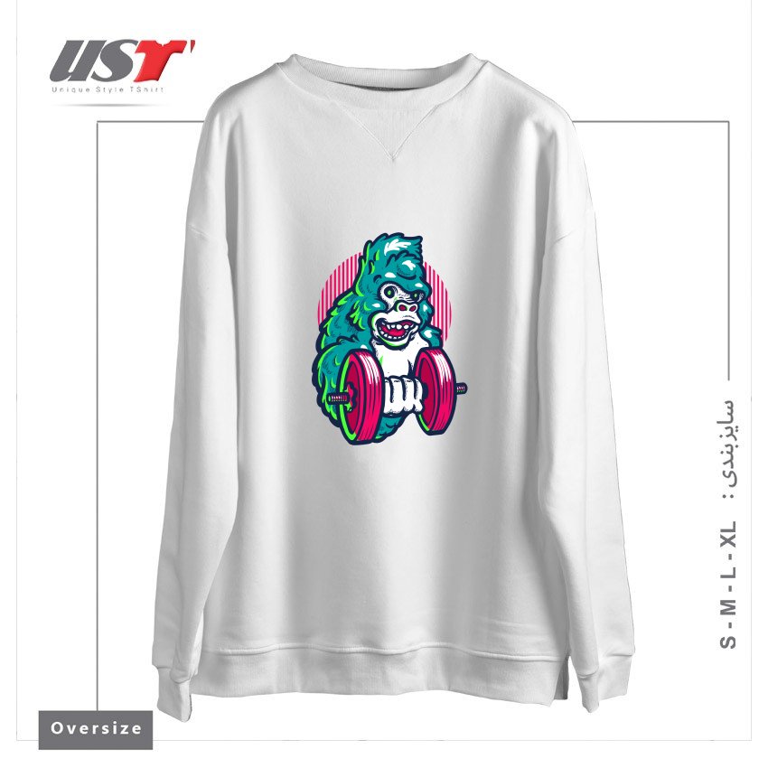 طرح GORILLA GYM سوییشرت اورسایزرنگ سفید