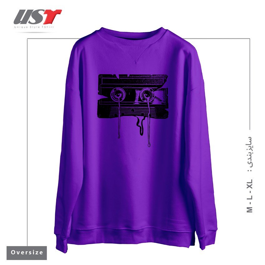 طرح CASSETTE MEMORIES سوییشرت اورسایزرنگ بنفش