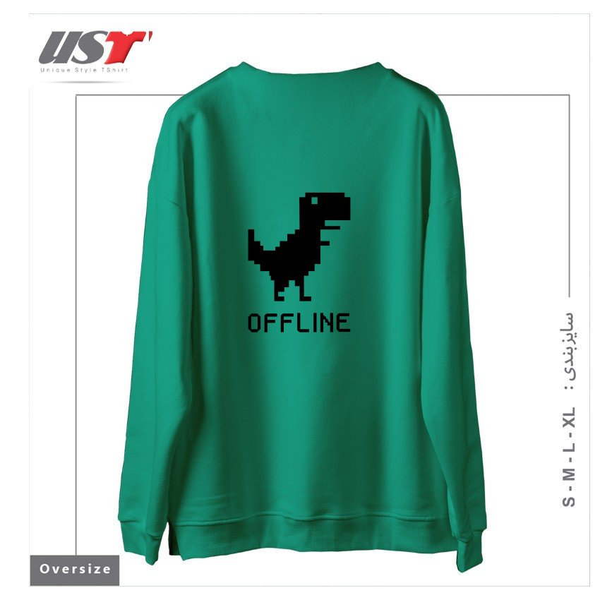 طرح DINOSAUR سوییشرت اورسایزرنگ سبز سدری