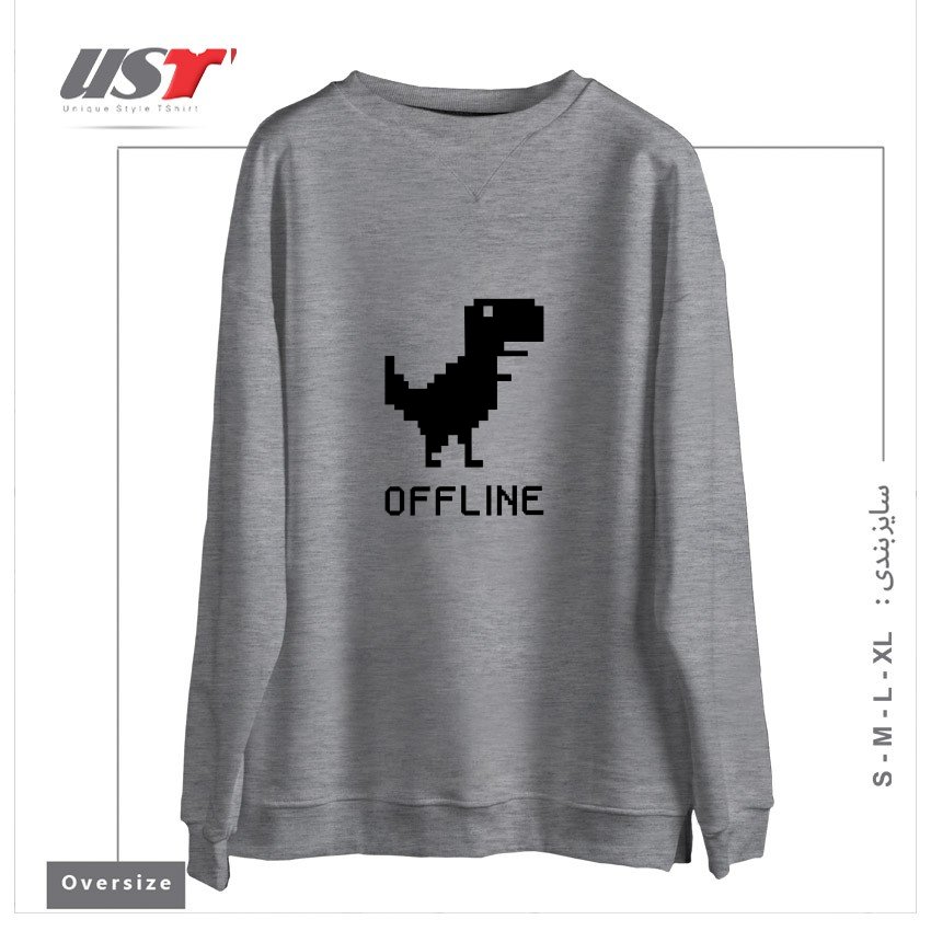 طرح DINOSAUR سوییشرت اورسایزرنگ طوسی ملانژ