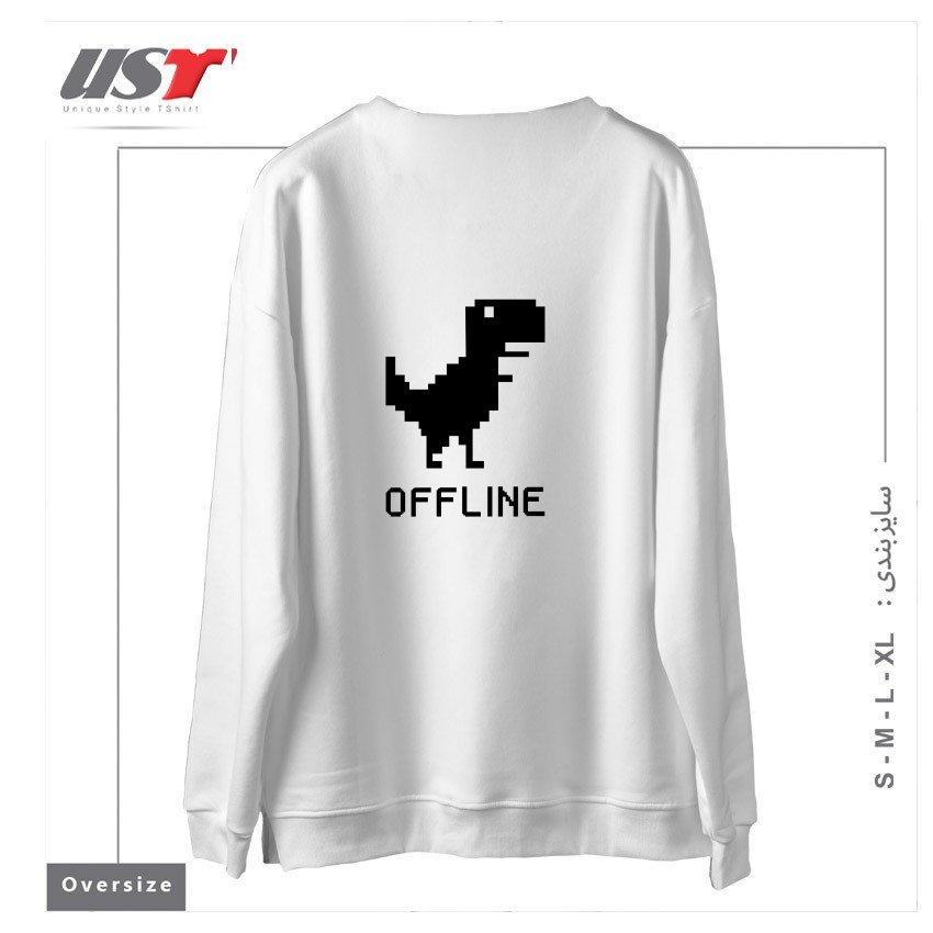 طرح DINOSAUR سوییشرت اورسایزرنگ سفید
