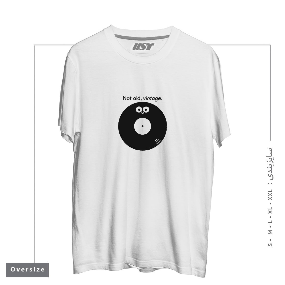 طرح FEELING GROOVY تیشرت اورسایزرنگ سفید