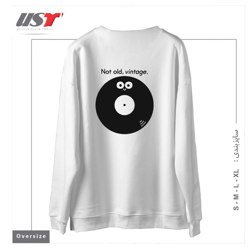 طرح FEELING GROOVY سوییشرت اورسایزرنگ سفید