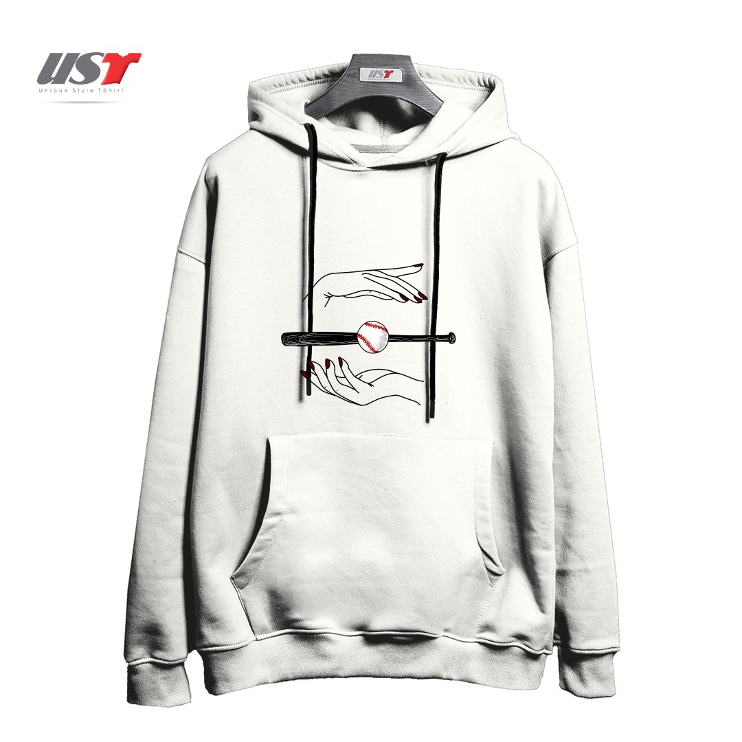 طرح GAME OF BASEBALL هودی اورسایزرنگ سفید