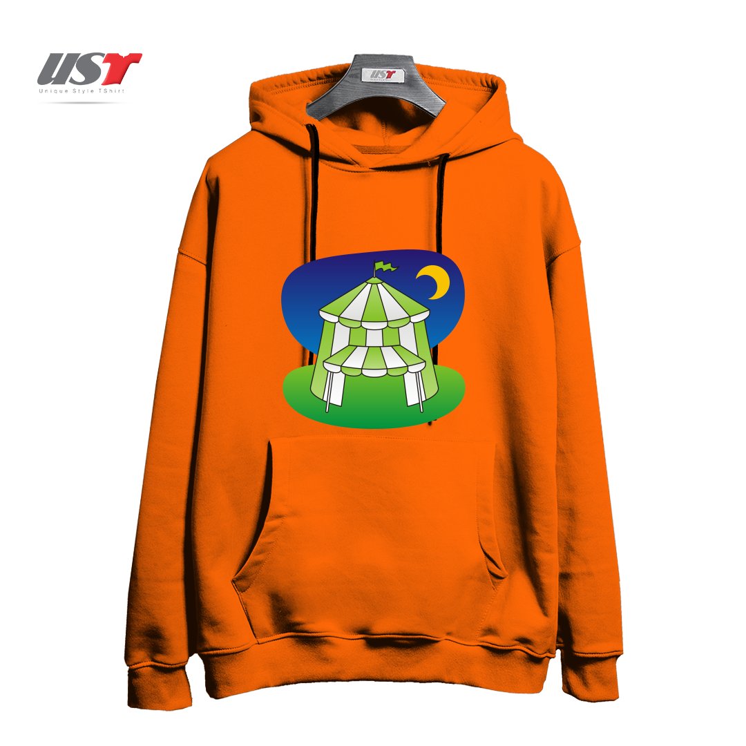 طرح GREEN CIRCUS TENT هودی اورسایزرنگ نارنجی