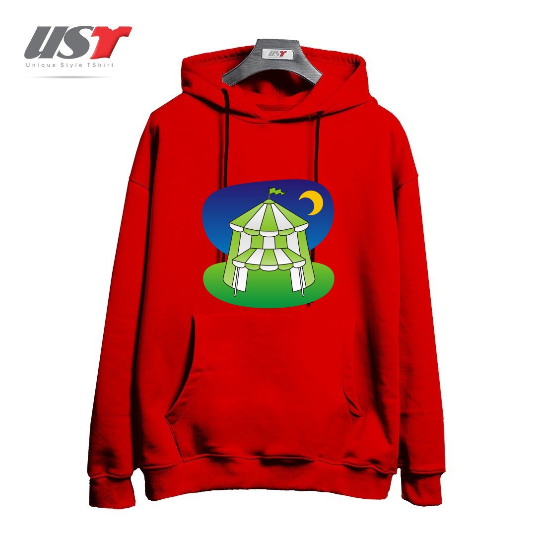 طرح GREEN CIRCUS TENT هودی اورسایزرنگ قرمز