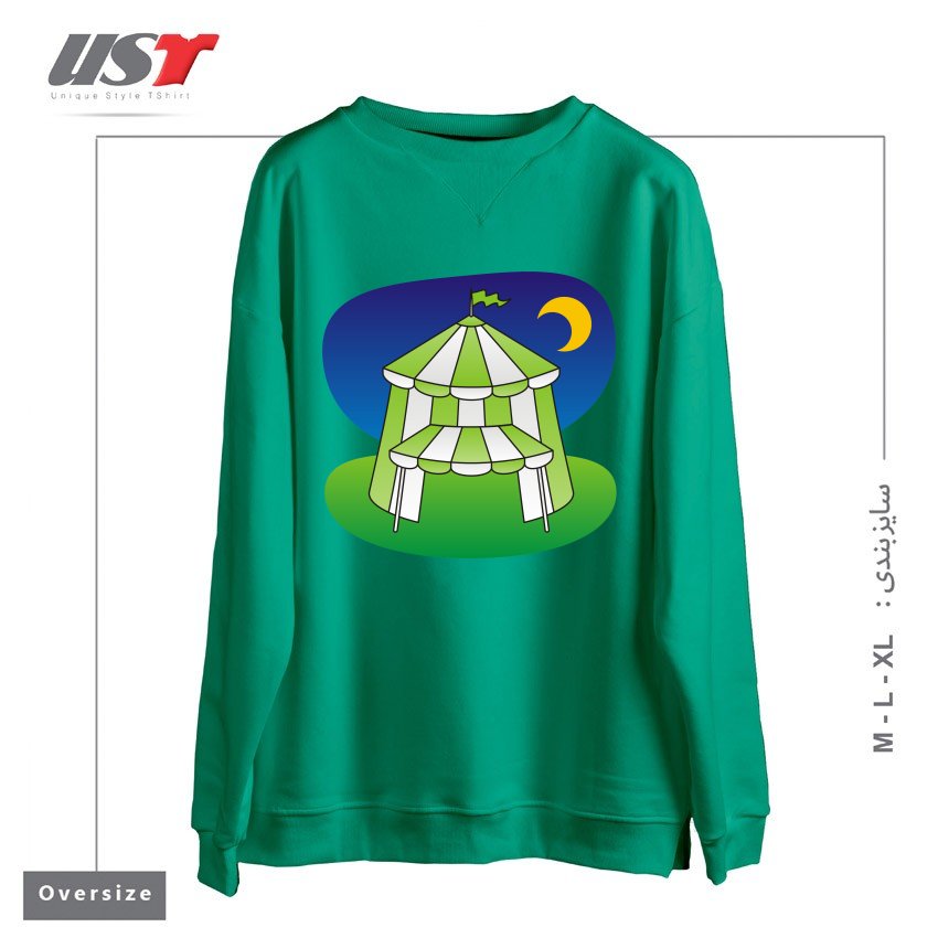 سوییشرت اورسایز طرح GREEN CIRCUS TENT