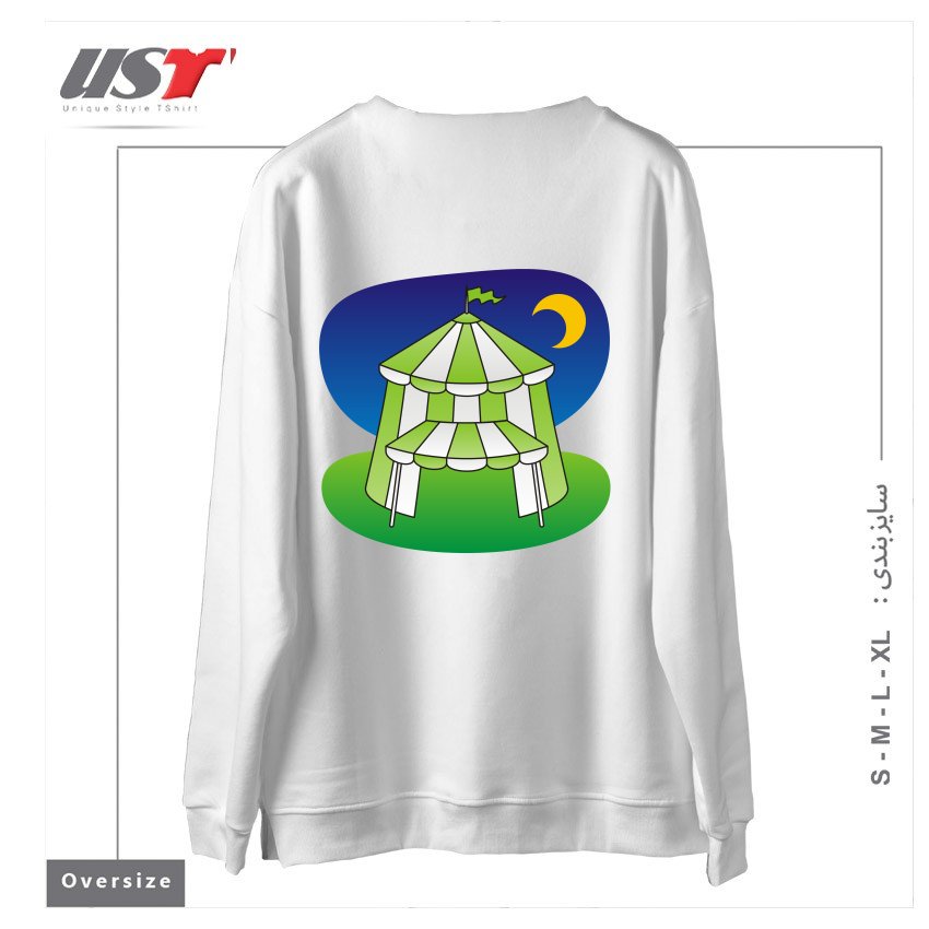 طرح GREEN CIRCUS TENT سوییشرت اورسایزرنگ سفید