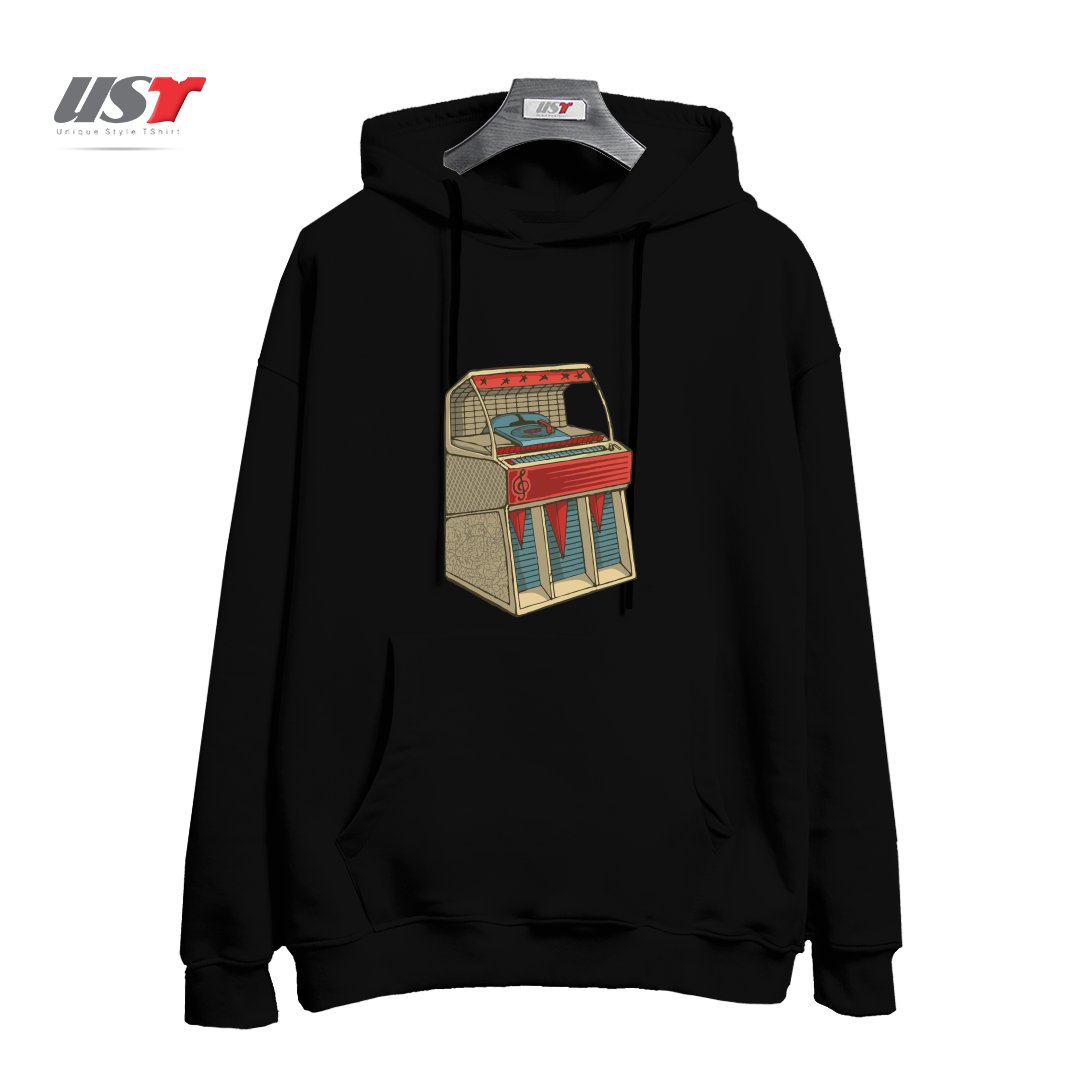 طرح GRUNGE RETRO JUKEBOX هودی اورسایزرنگ مشکی