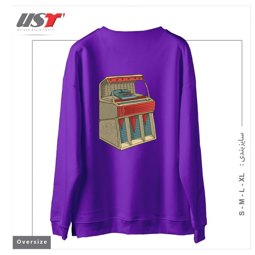 طرح GRUNGE RETRO JUKEBOX سوییشرت اورسایزرنگ بنفش