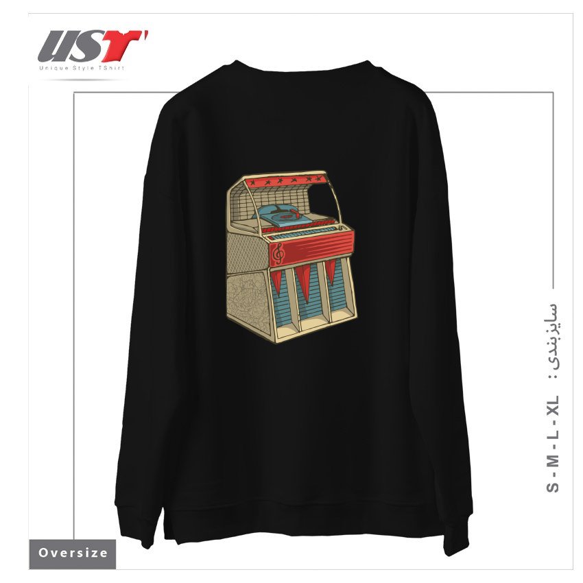 طرح GRUNGE RETRO JUKEBOX سوییشرت اورسایزرنگ مشکی