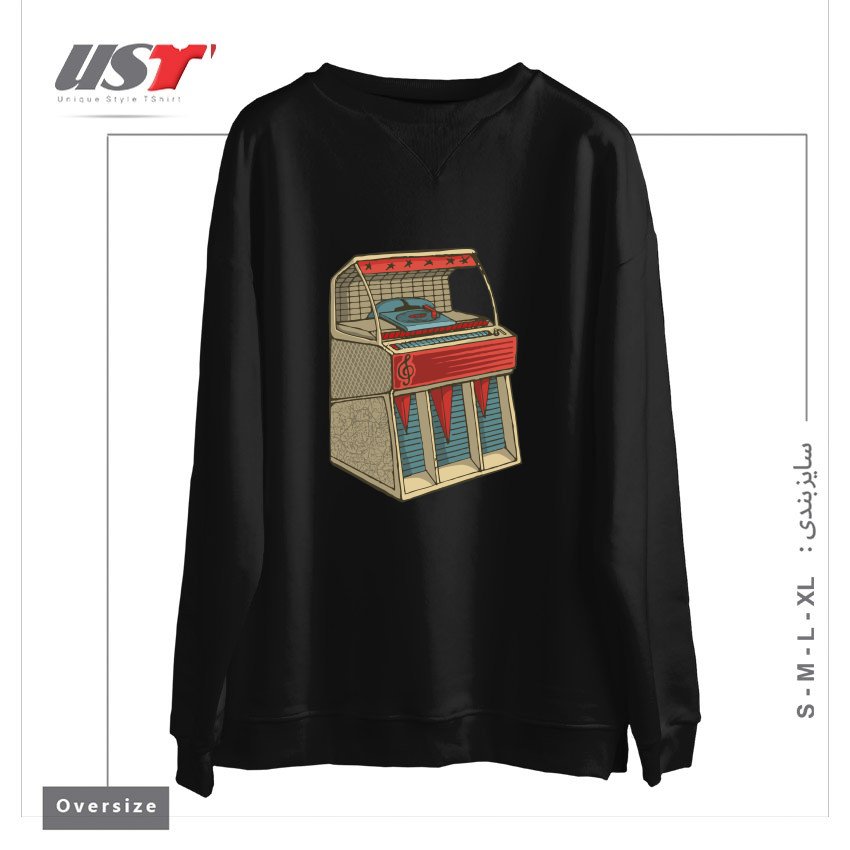 طرح GRUNGE RETRO JUKEBOX سوییشرت اورسایزرنگ مشکی
