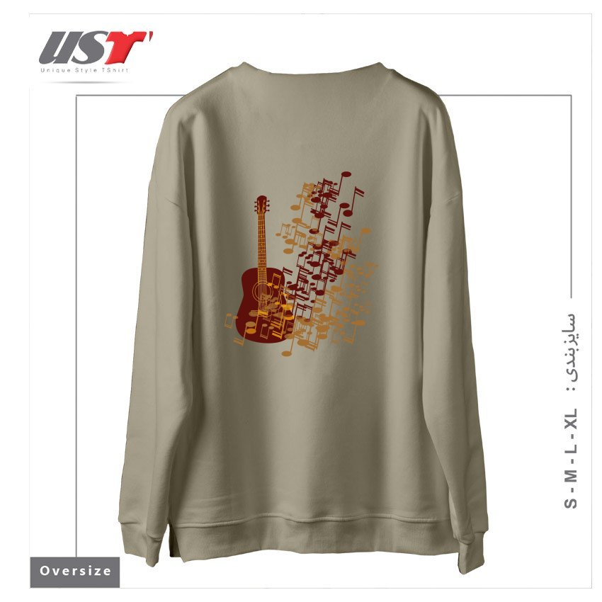 طرح GUITAR WITH MUSIC NODE سوییشرت اورسایزرنگ نخودی