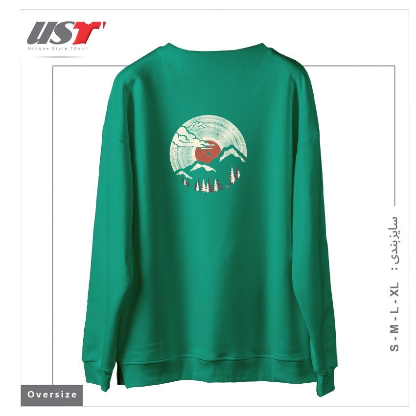 طرح MTN LP سوییشرت اورسایزرنگ سبز سدری