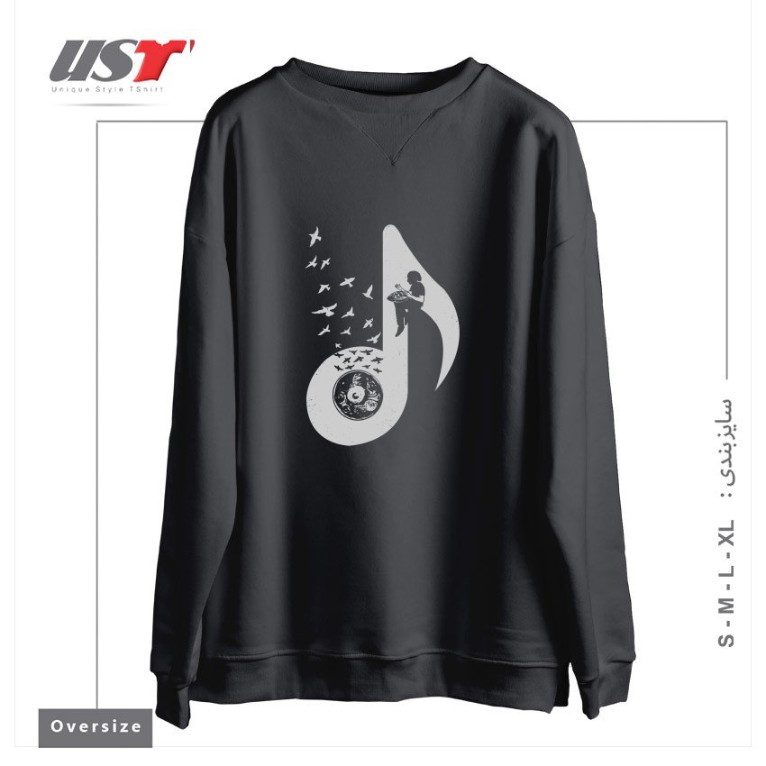 سوییشرت اورسایز طرح MUSICAL - HANG DRUM