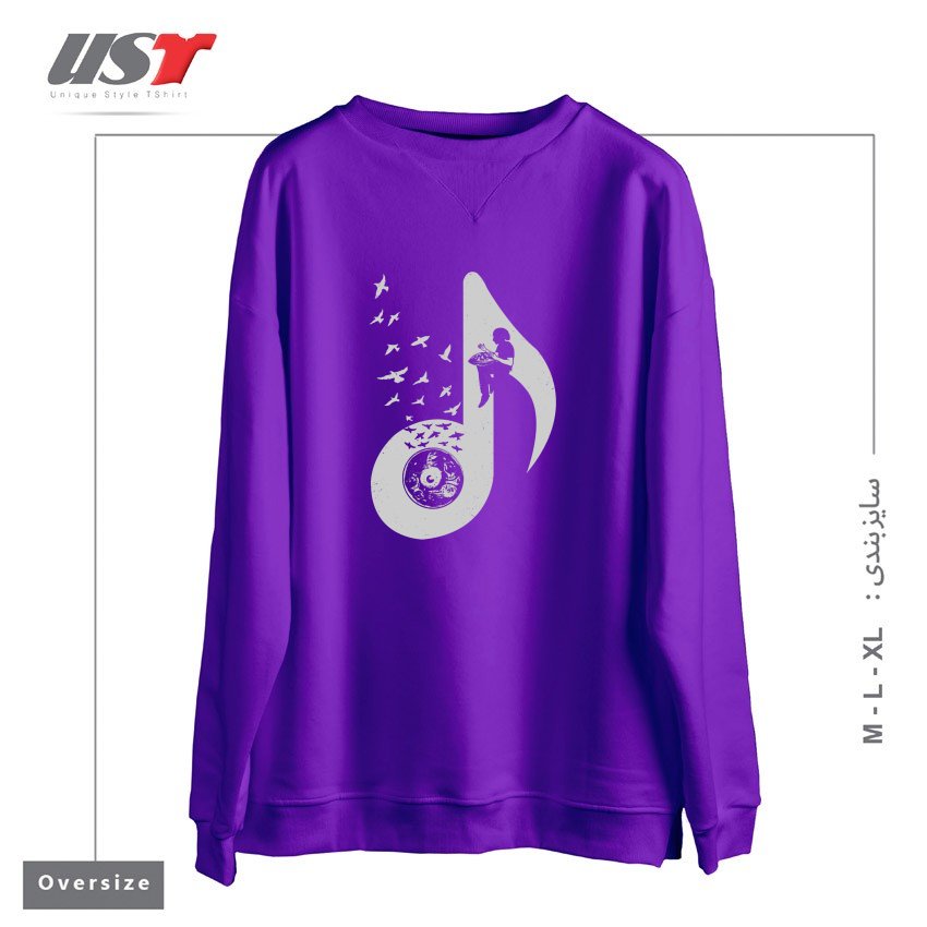 طرح MUSICAL - HANG DRUM سوییشرت اورسایزرنگ بنفش