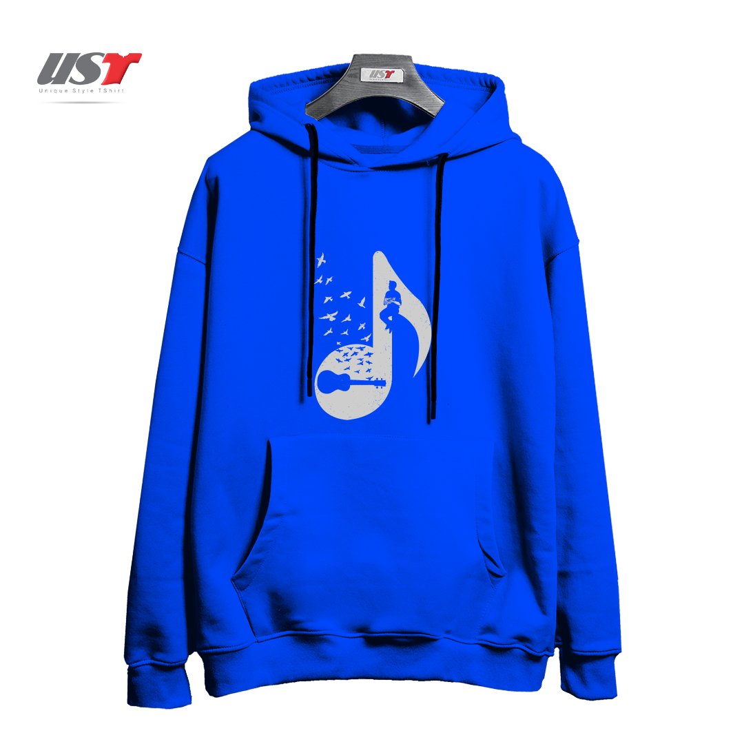 طرح MUSICAL NOTE - UKULELE هودی اورسایزرنگ آبی شالی