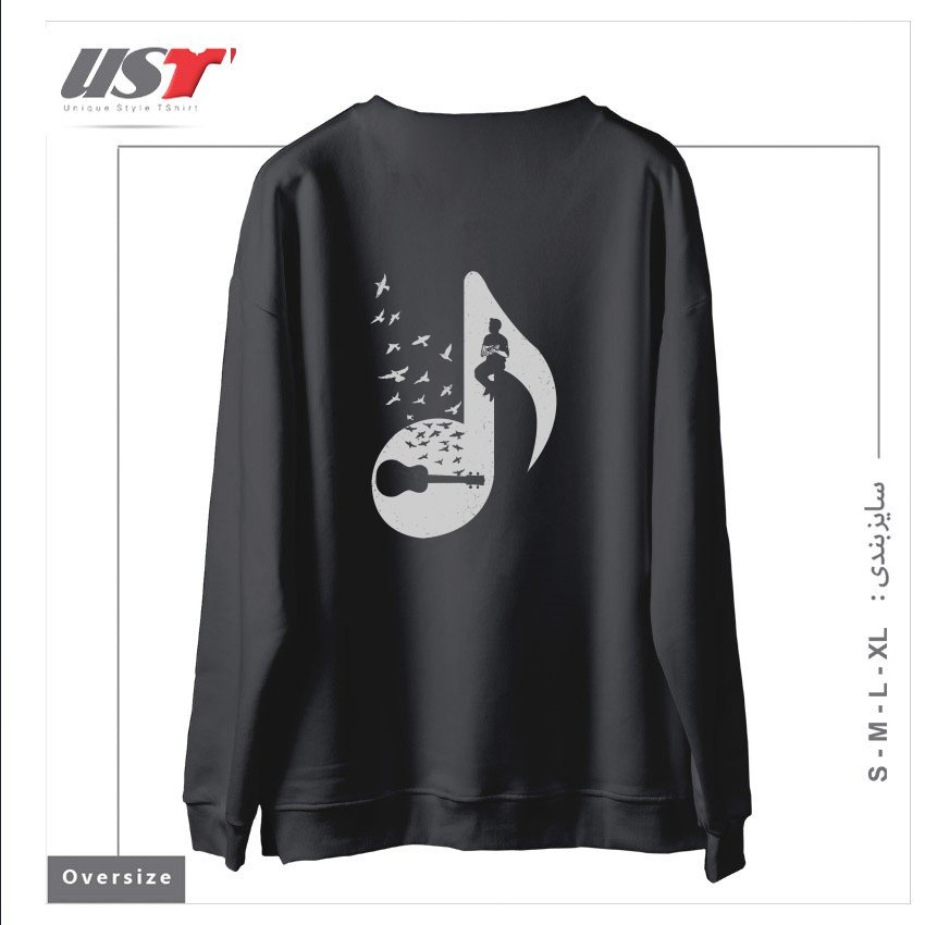 طرح MUSICAL NOTE - UKULELE سوییشرت اورسایزرنگ دودی