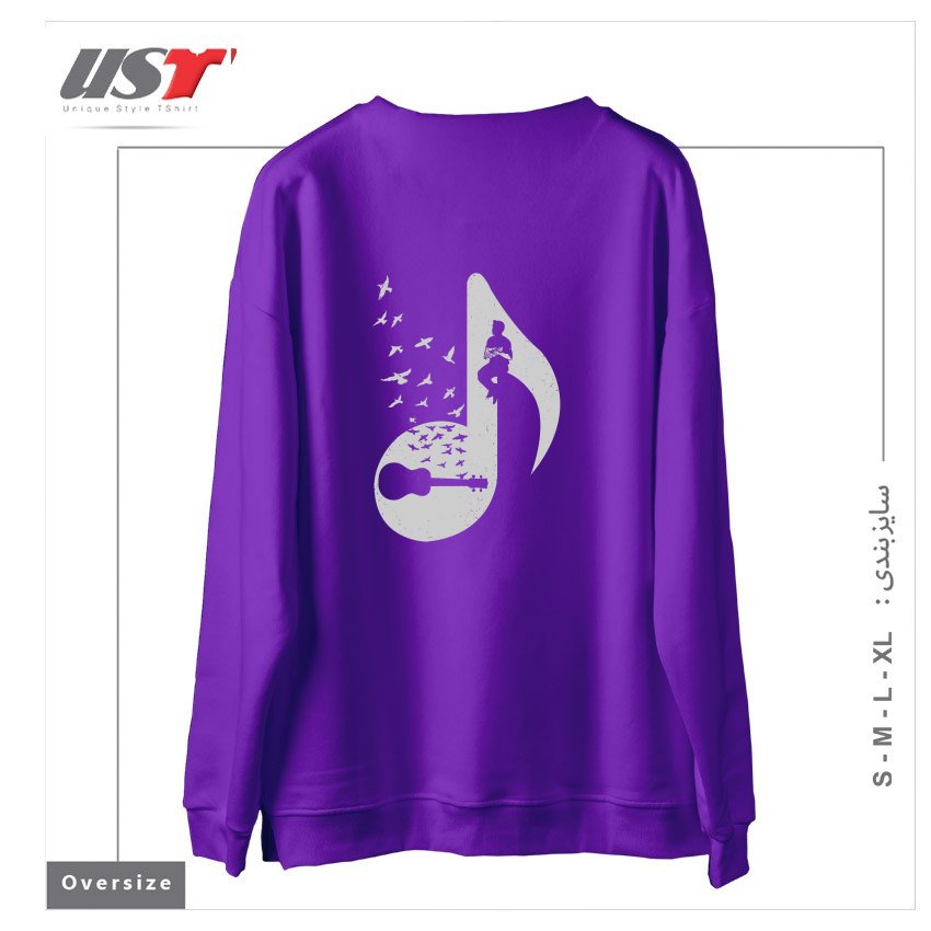 طرح MUSICAL NOTE - UKULELE سوییشرت اورسایزرنگ بنفش