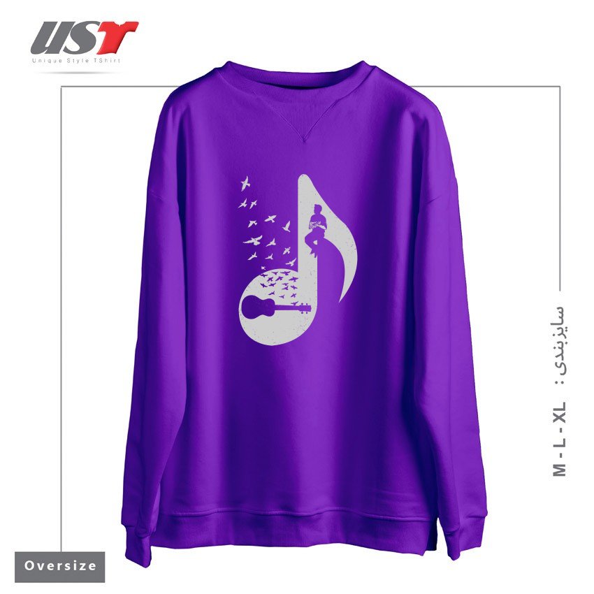 طرح MUSICAL NOTE - UKULELE سوییشرت اورسایزرنگ بنفش