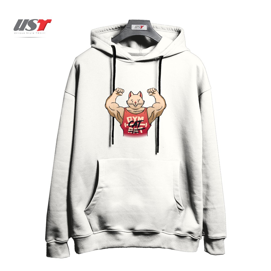 طرح GYM RAT GYM CAT BY TOBE FONSECA هودی اورسایزرنگ سفید